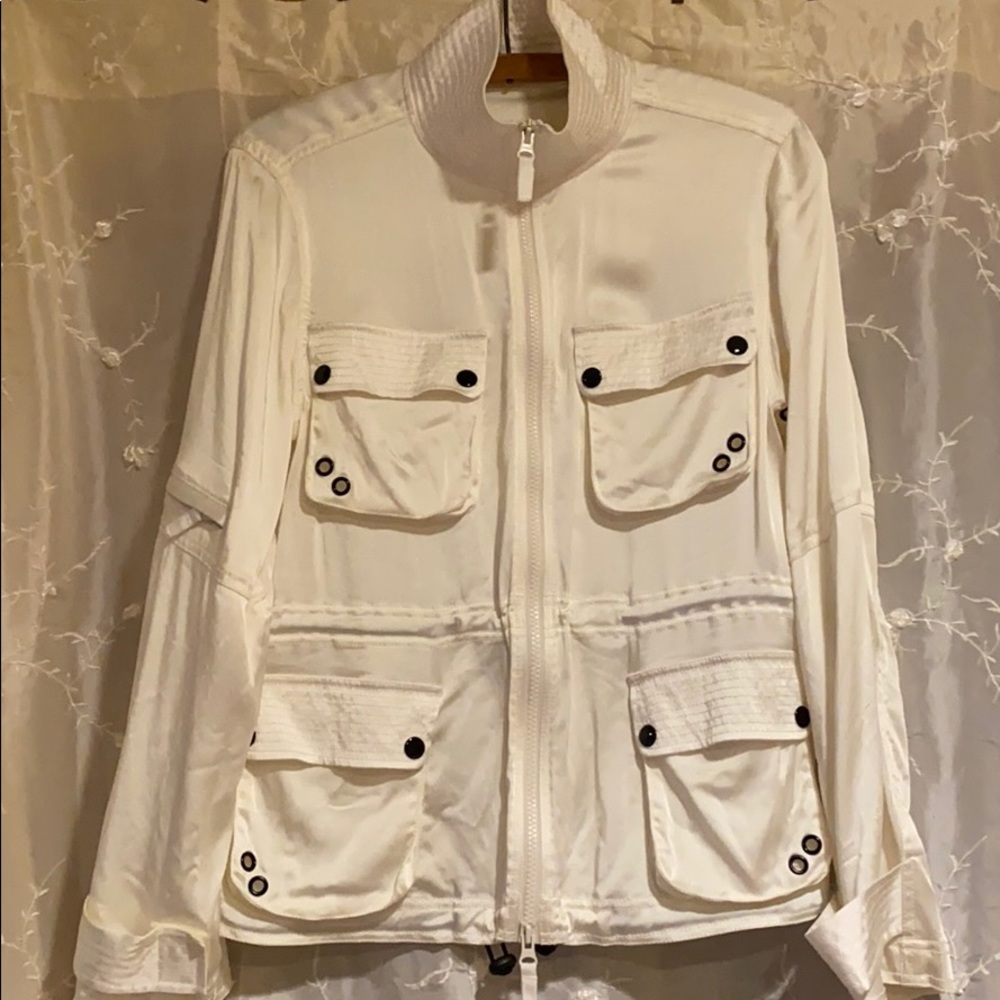 ~Esther Chen~ White Silky Bomber Jacket